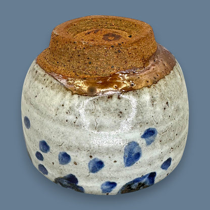 Blue Dot Ceramic Grey Bowl – Handcrafted Studio Pottery