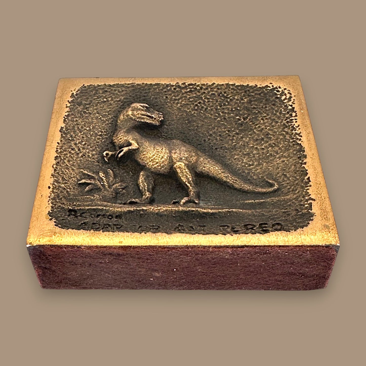 Vintage T-Rex Brass Relief Sculpture – Prehistoric Art in Solid Metal