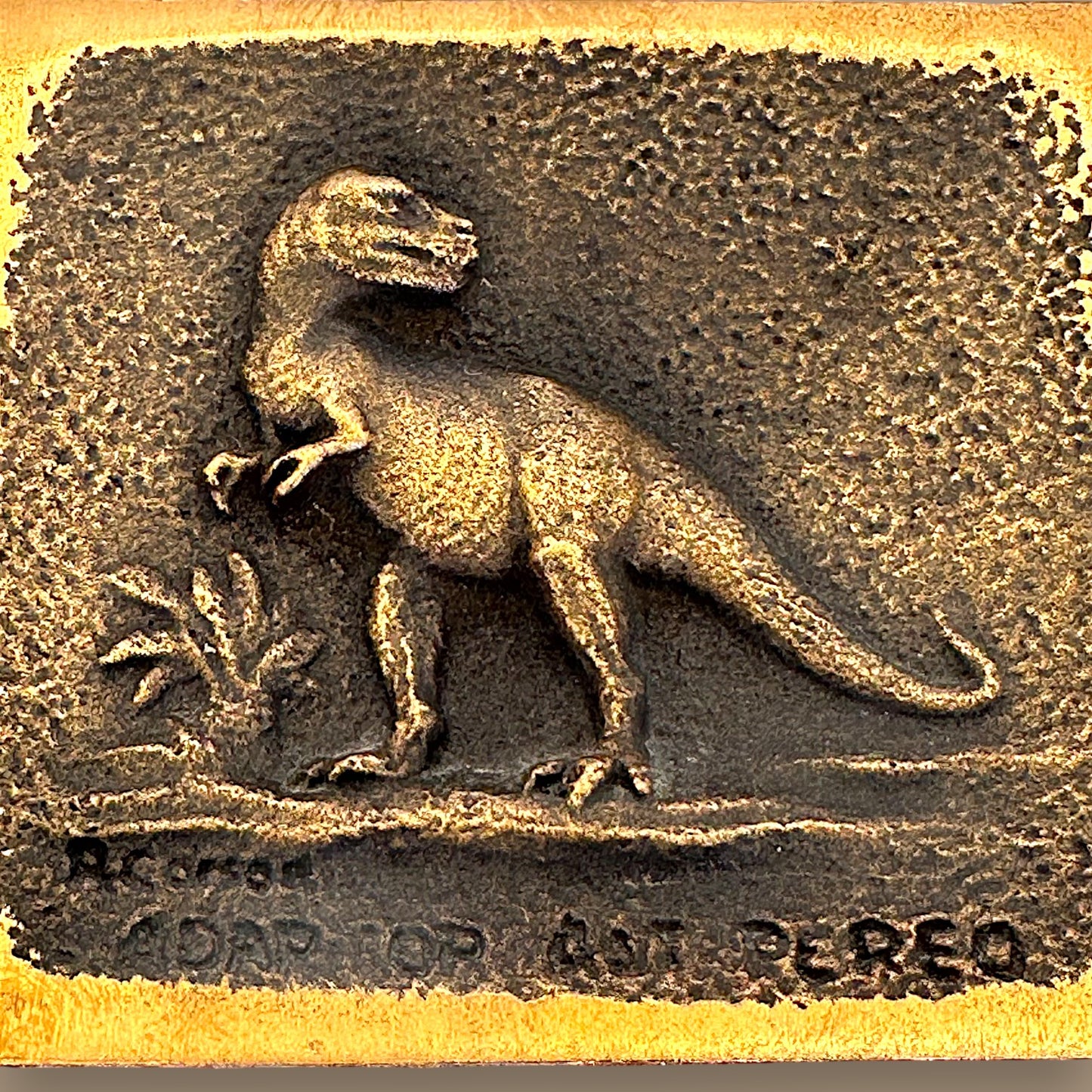 Vintage T-Rex Brass Relief Sculpture – Prehistoric Art in Solid Metal