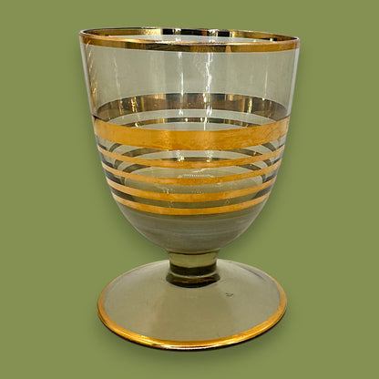 Vintage Bohemian Crystal Decanter & Glass Set – Gold Filigree Elegance