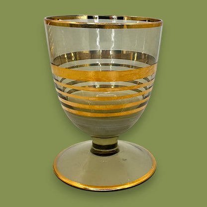 Vintage Bohemian Crystal Decanter & Glass Set – Gold Filigree Elegance
