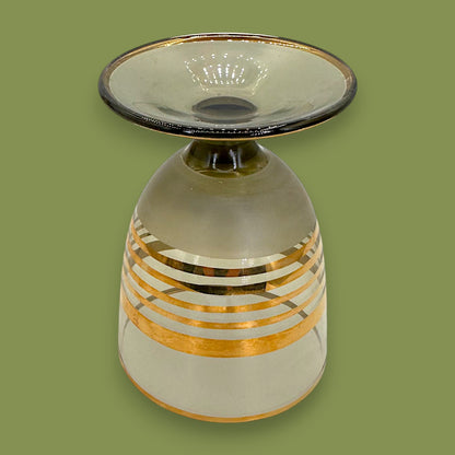 Vintage Bohemian Crystal Decanter & Glass Set – Gold Filigree Elegance