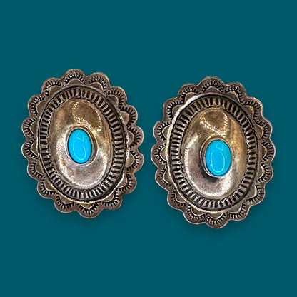Vintage Navajo Style Turquoise + Sterling Silver Earrings – Southwestern Boho Jewelry