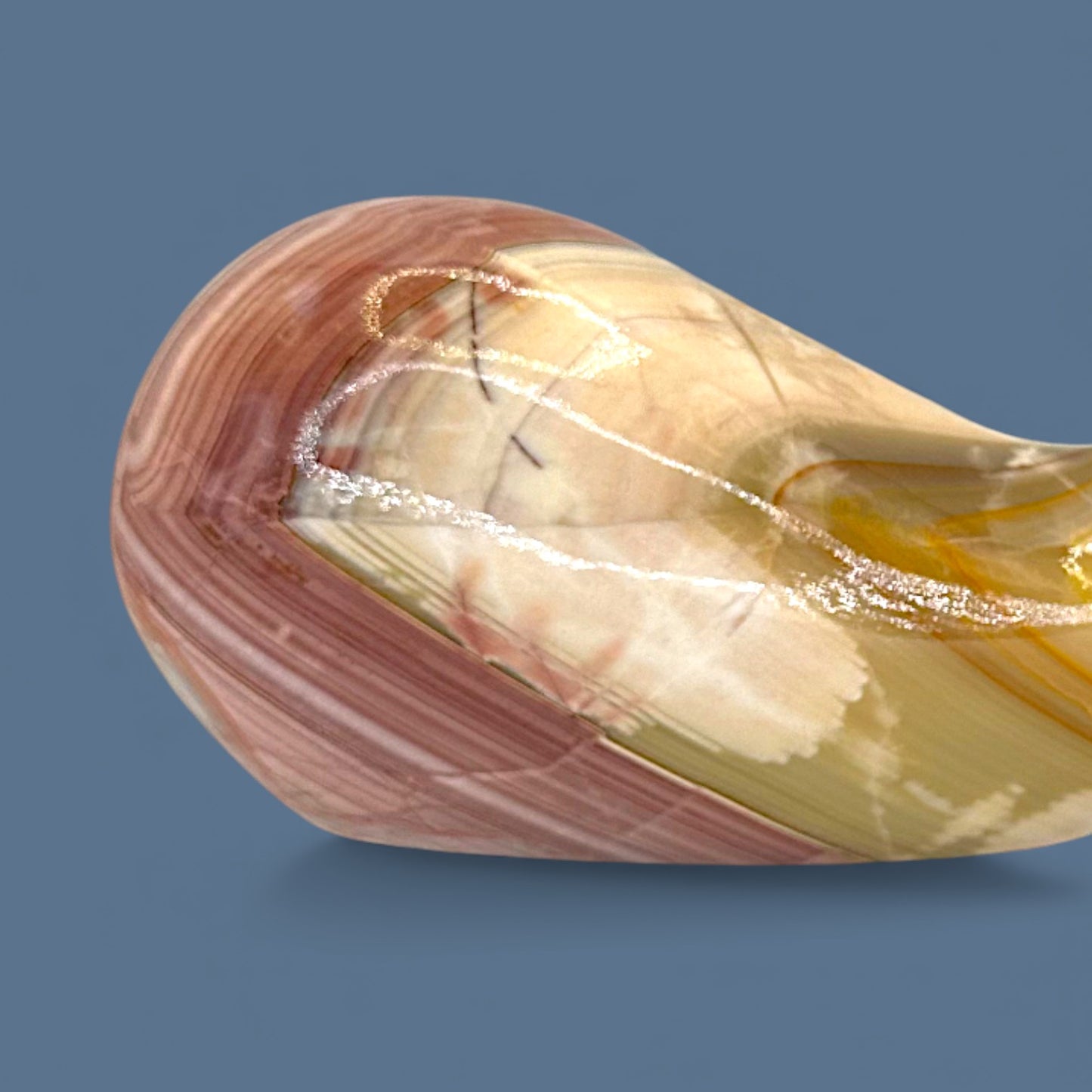 Onyx Stone Whale Sculpture - Hand Carved + Polished  - Red White Amber