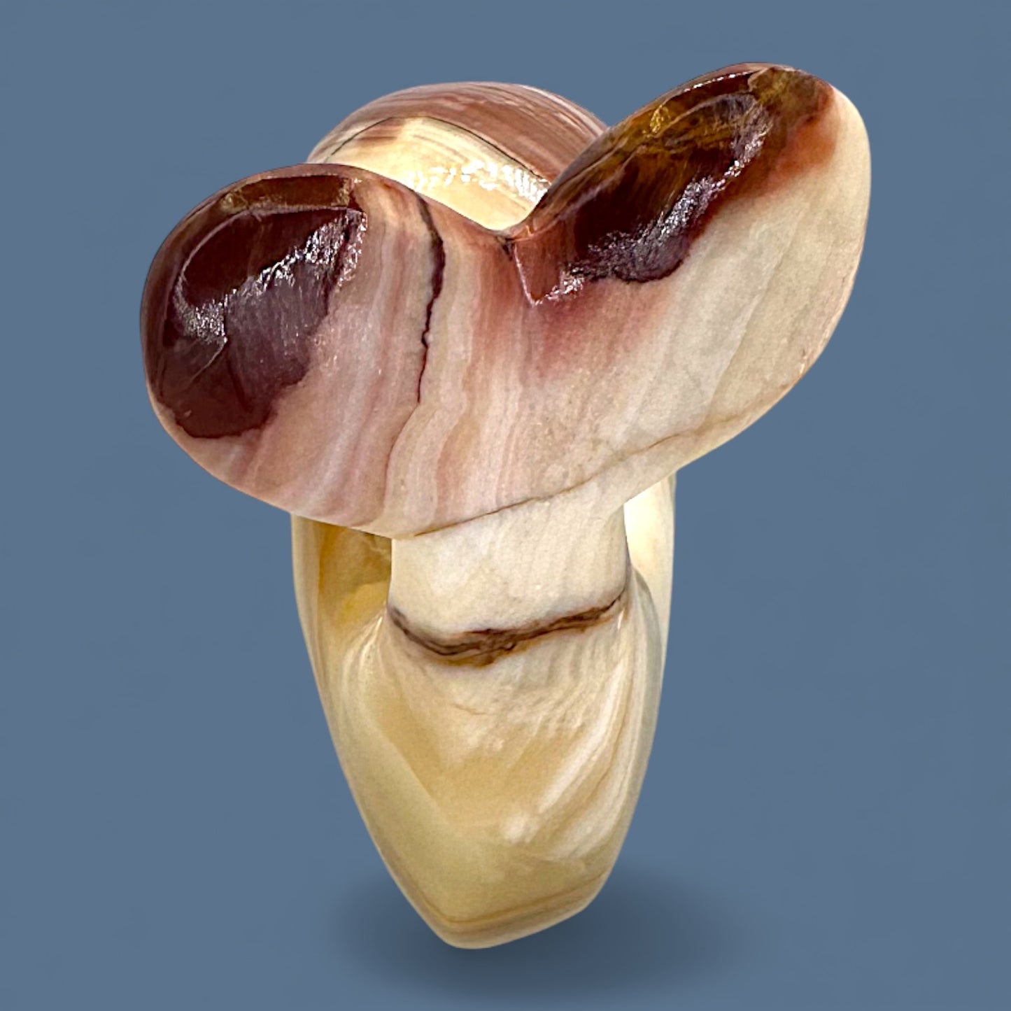 Onyx Stone Whale Sculpture - Hand Carved + Polished  - Red White Amber