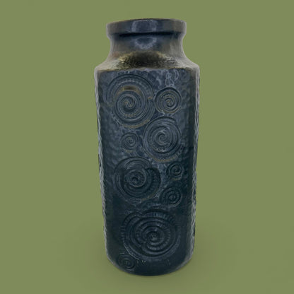 Black Modern Lava Vase - Mid-Century Modern Vase - Scheurich West German