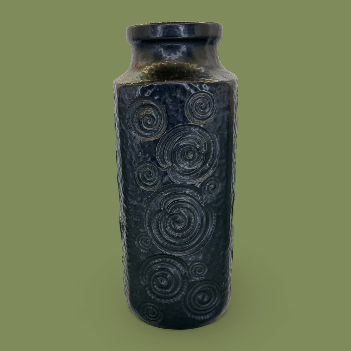 Black Modern Lava Vase - Mid-Century Modern Vase - Scheurich West German