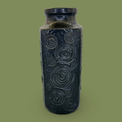 Black Modern Lava Vase - Mid-Century Modern Vase - Scheurich West German