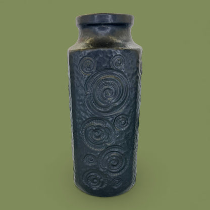 Black Modern Lava Vase - Mid-Century Modern Vase - Scheurich West German