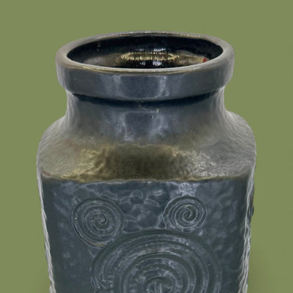 Black Modern Lava Vase - Mid-Century Modern Vase - Scheurich West German