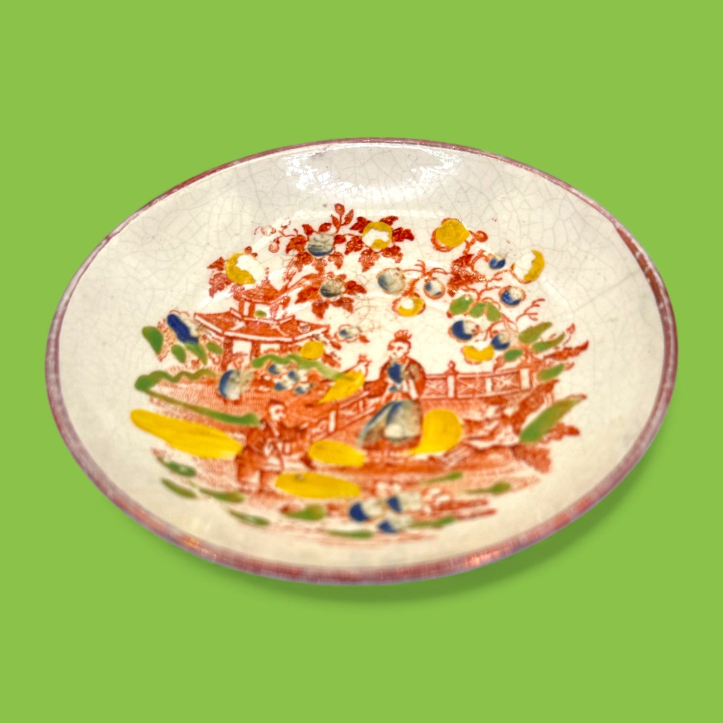 Antique Chinoiserie Hand Painted Chinese Saucer Plate 18th Century