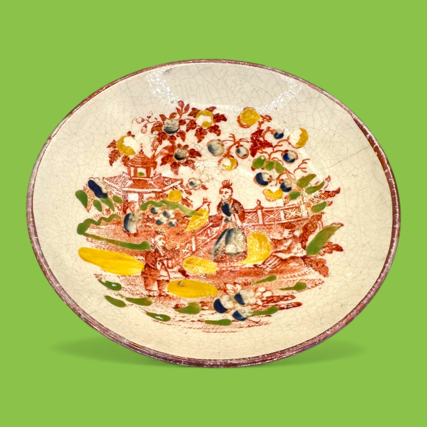 Antique Chinoiserie Hand Painted Chinese Saucer Plate 18th Century