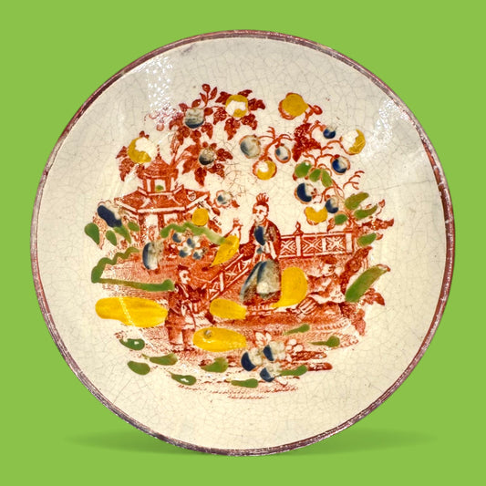 Antique Chinoiserie Hand Painted Chinese Saucer Plate 18th Century