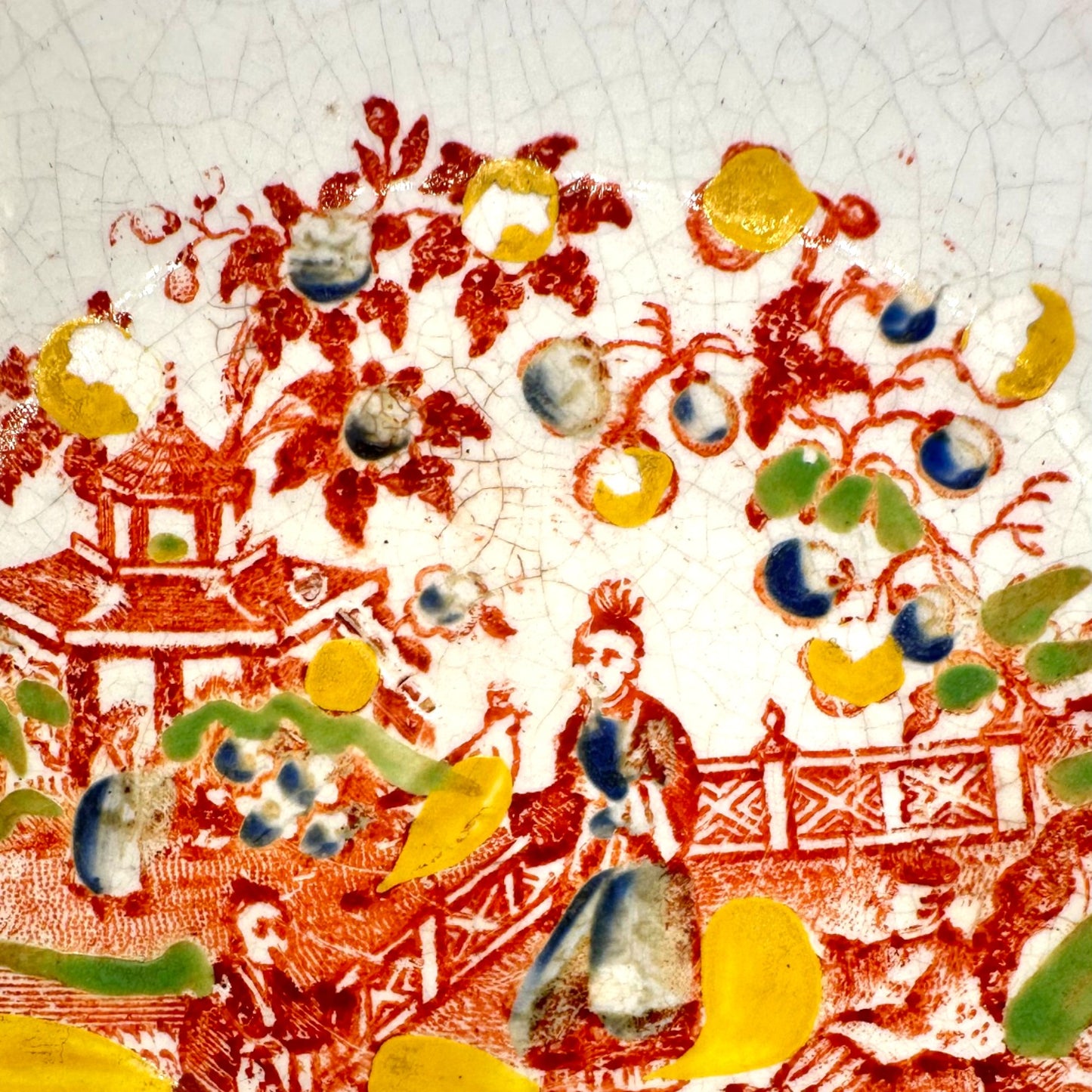 Antique Chinoiserie Hand Painted Chinese Saucer Plate 18th Century