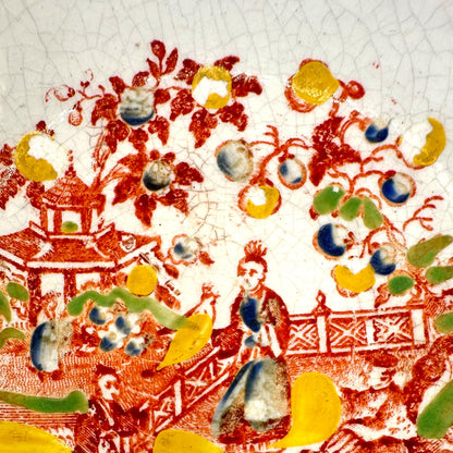 Antique Chinoiserie Hand Painted Chinese Saucer Plate 18th Century