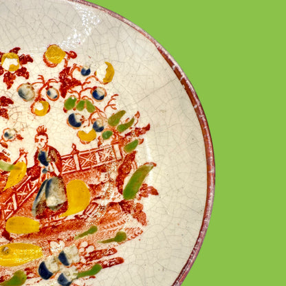 Antique Chinoiserie Hand Painted Chinese Saucer Plate 18th Century