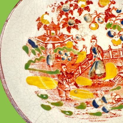 Antique Chinoiserie Hand Painted Chinese Saucer Plate 18th Century