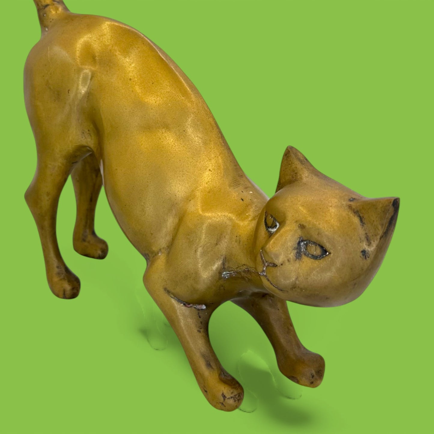 Large Brass Cat Statue - MCM Mid-Century Modern - Chic