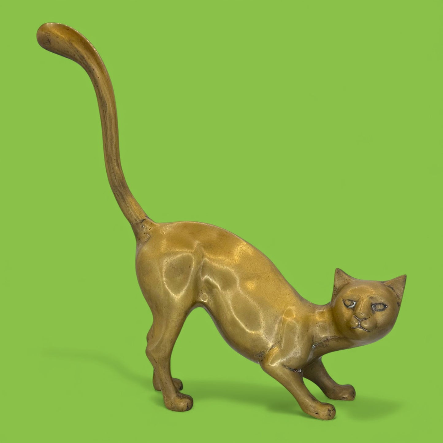 Large Brass Cat Statue - MCM Mid-Century Modern - Chic