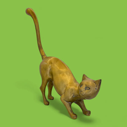 Large Brass Cat Statue - MCM Mid-Century Modern - Chic
