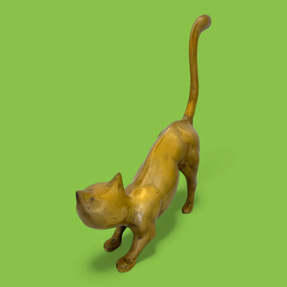 Large Brass Cat Statue - MCM Mid-Century Modern - Chic