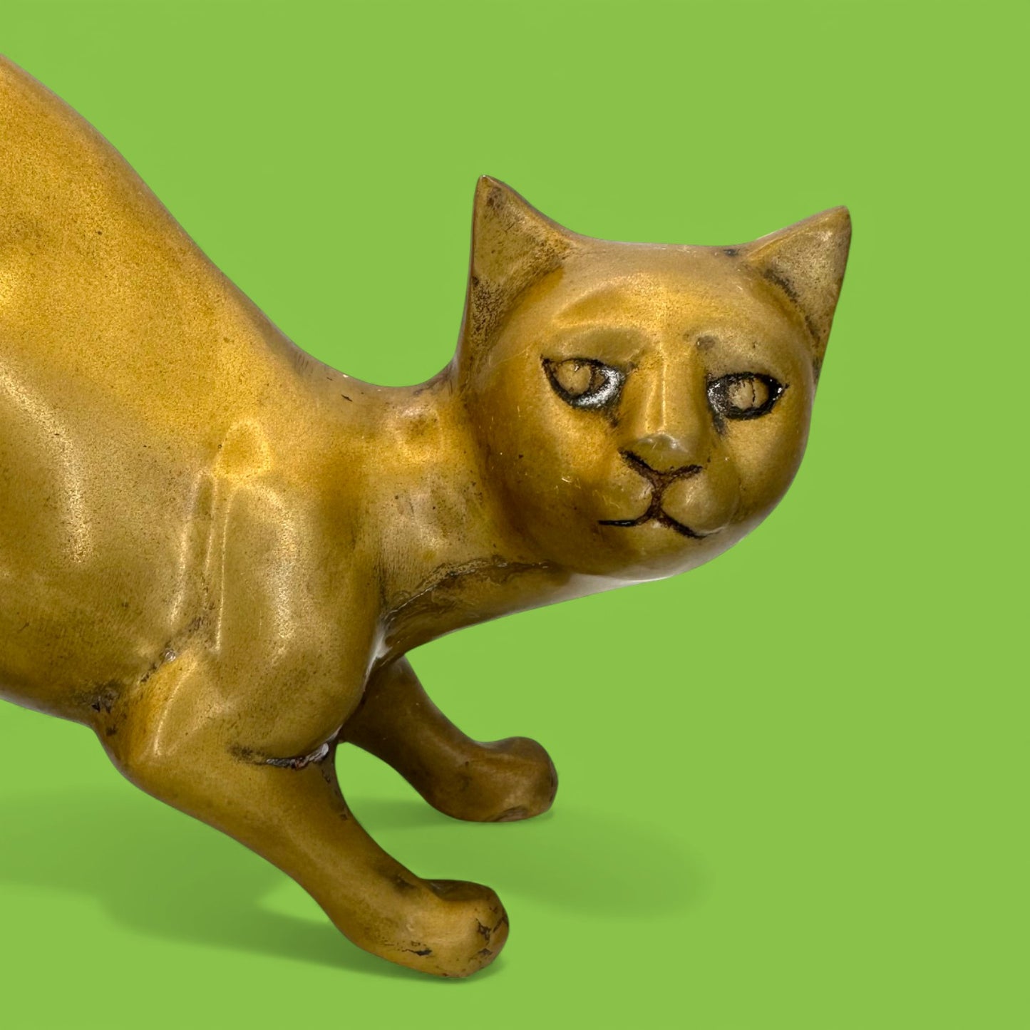 Large Brass Cat Statue - MCM Mid-Century Modern - Chic