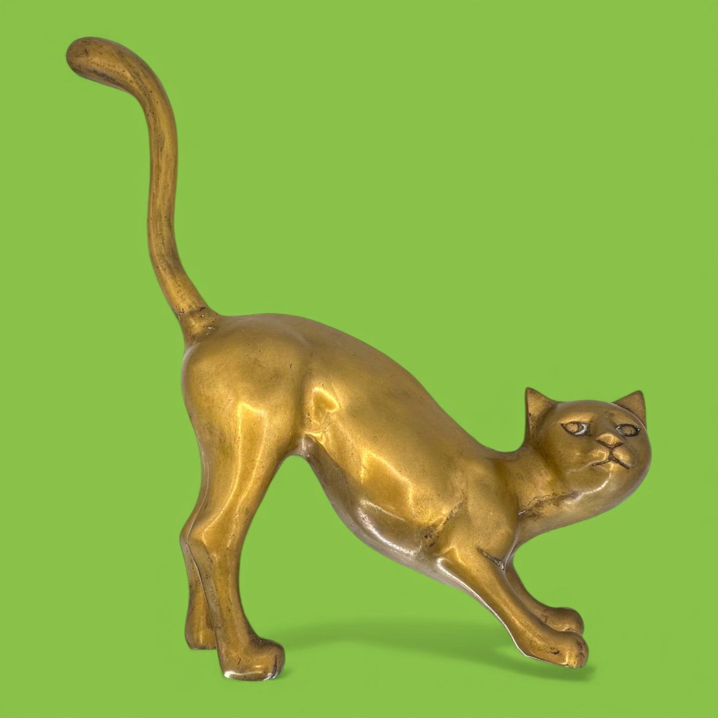 Large Brass Cat Statue - MCM Mid-Century Modern - Chic