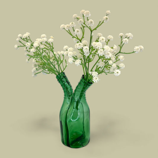 Green Glass Modern Abstract Flower Vase