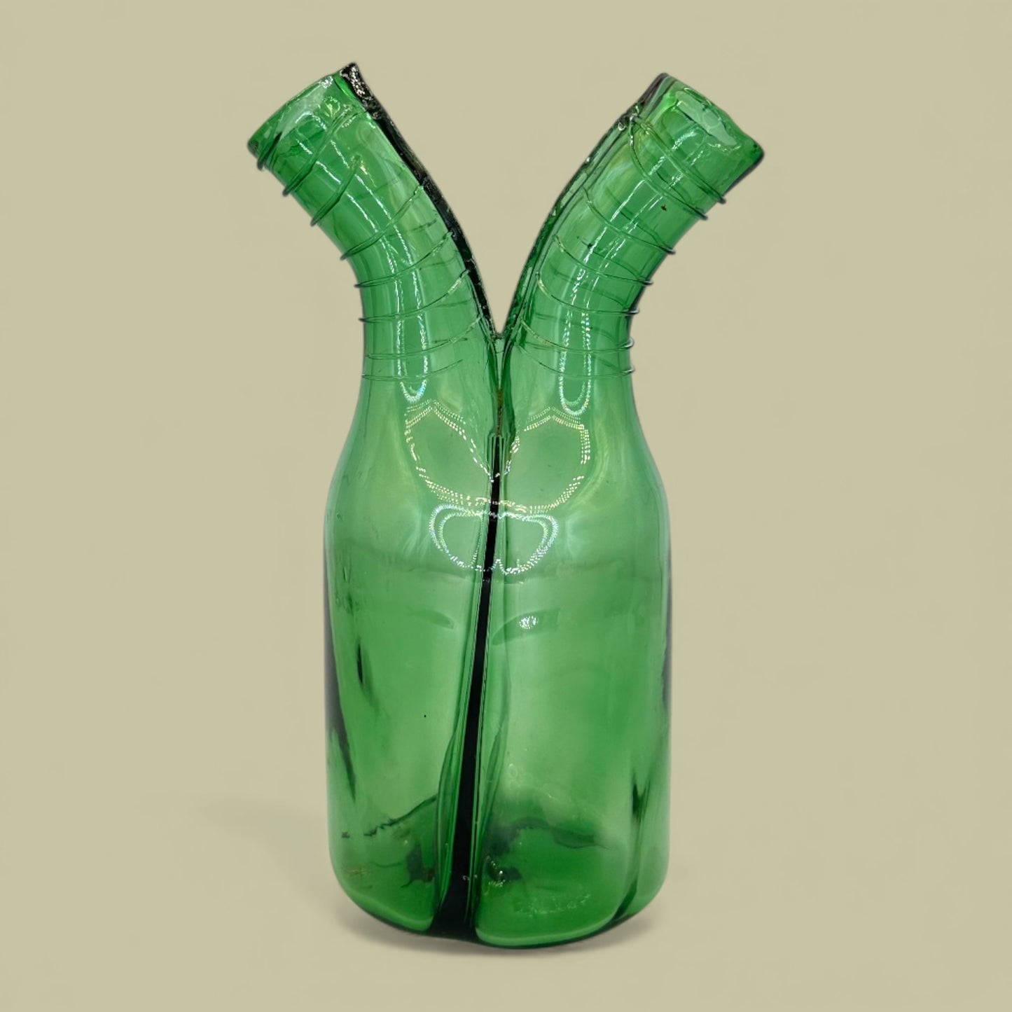 Green Glass Modern Abstract Flower Vase