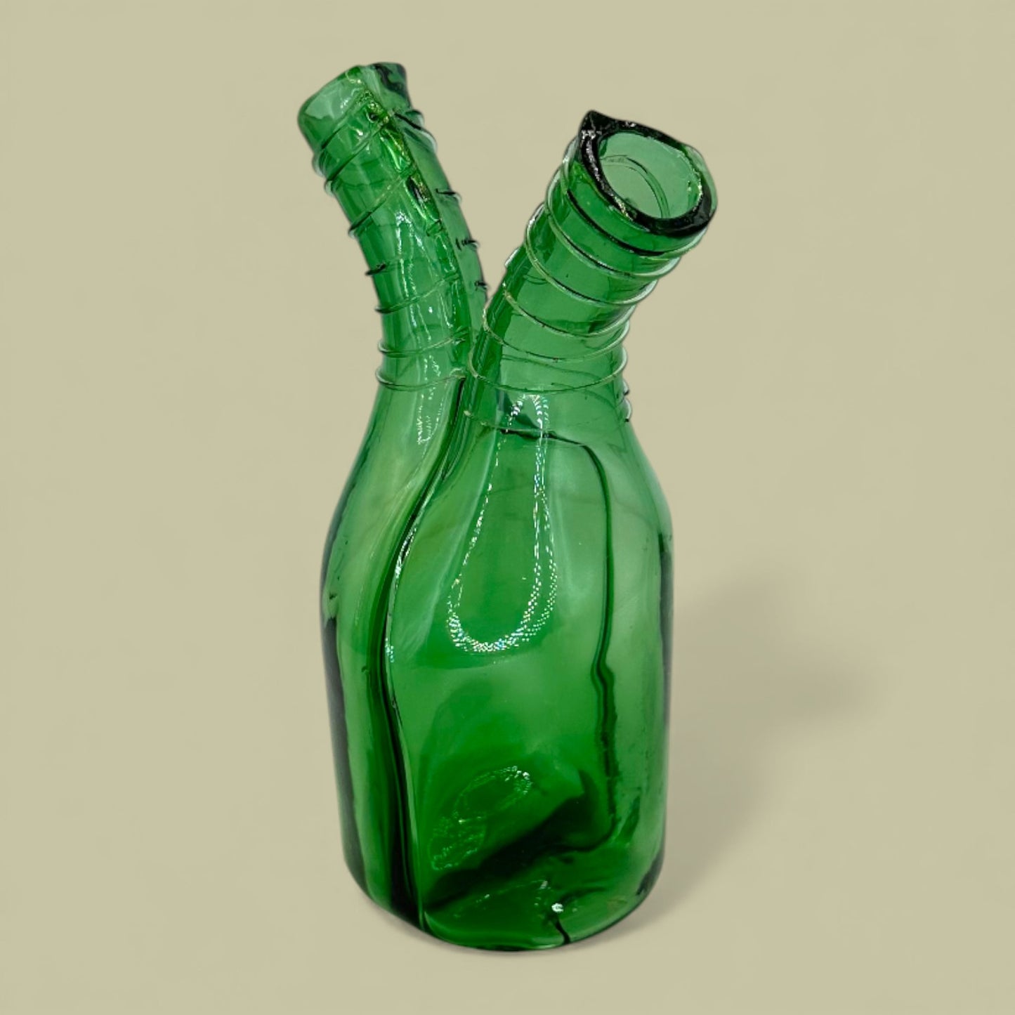 Green Glass Modern Abstract Flower Vase