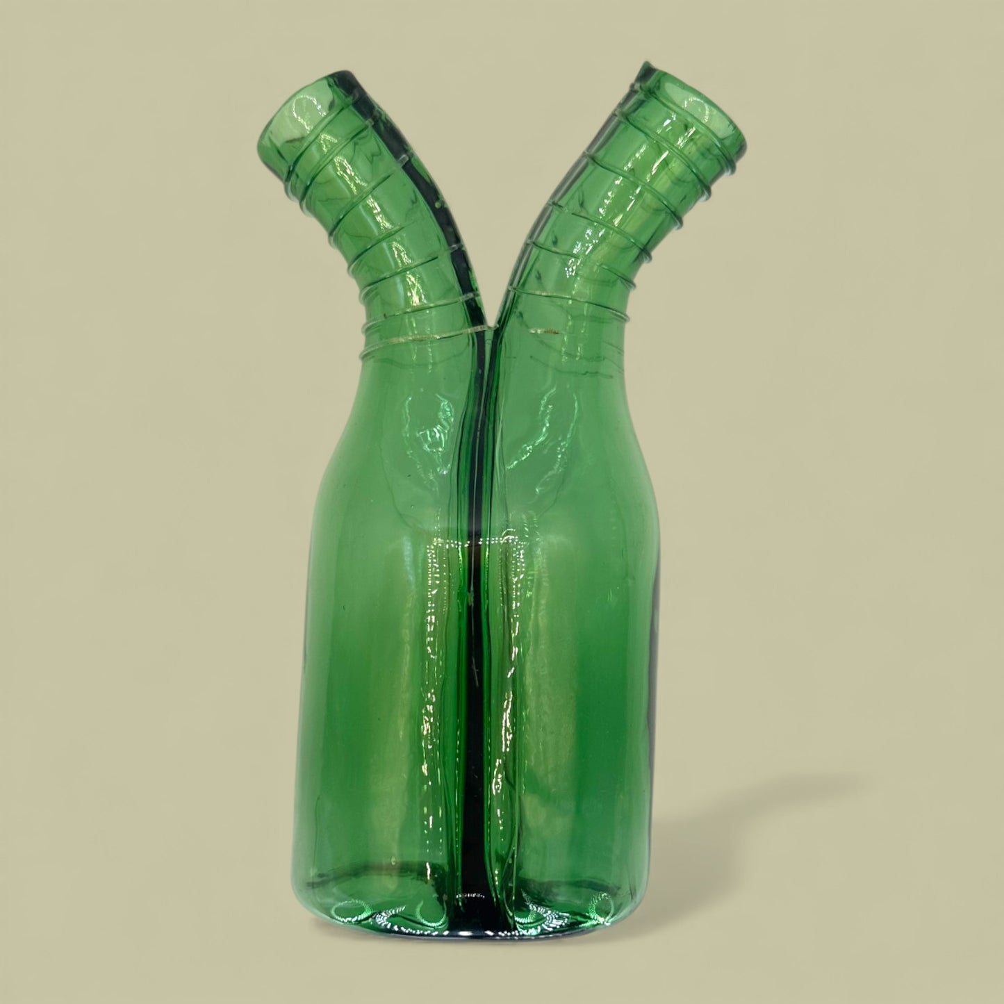 Green Glass Modern Abstract Flower Vase