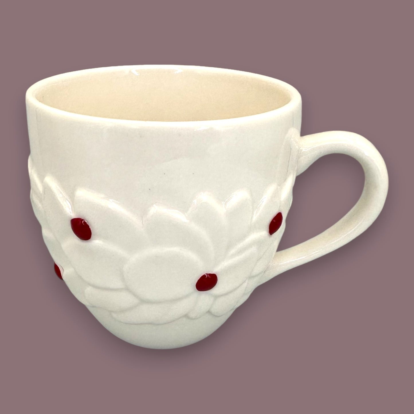 Starbucks Holly Berries Ceramic Mug 2004 – Embossed Floral Seasonal Replacement Mug