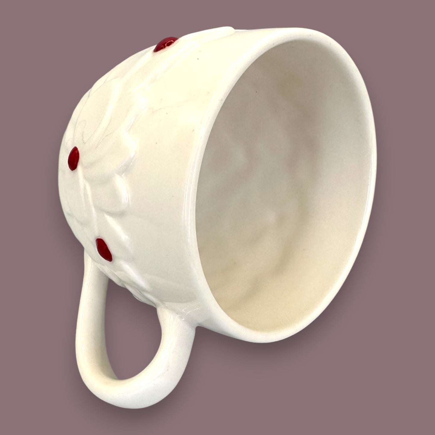 Starbucks Holly Berries Ceramic Mug 2004 – Embossed Floral Seasonal Replacement Mug