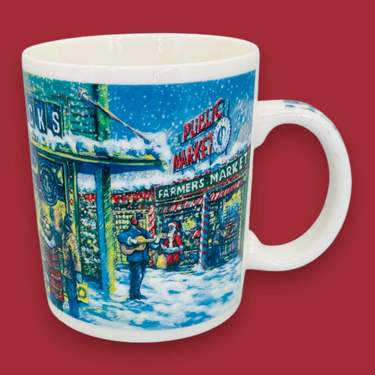 Starbucks Holiday Pike Place Market Scene Ceramic Collector Mug Replacement Mug
