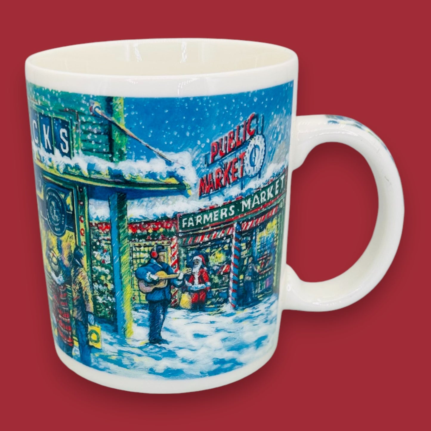 Starbucks Holiday Pike Place Market Scene Ceramic Collector Mug Replacement Mug