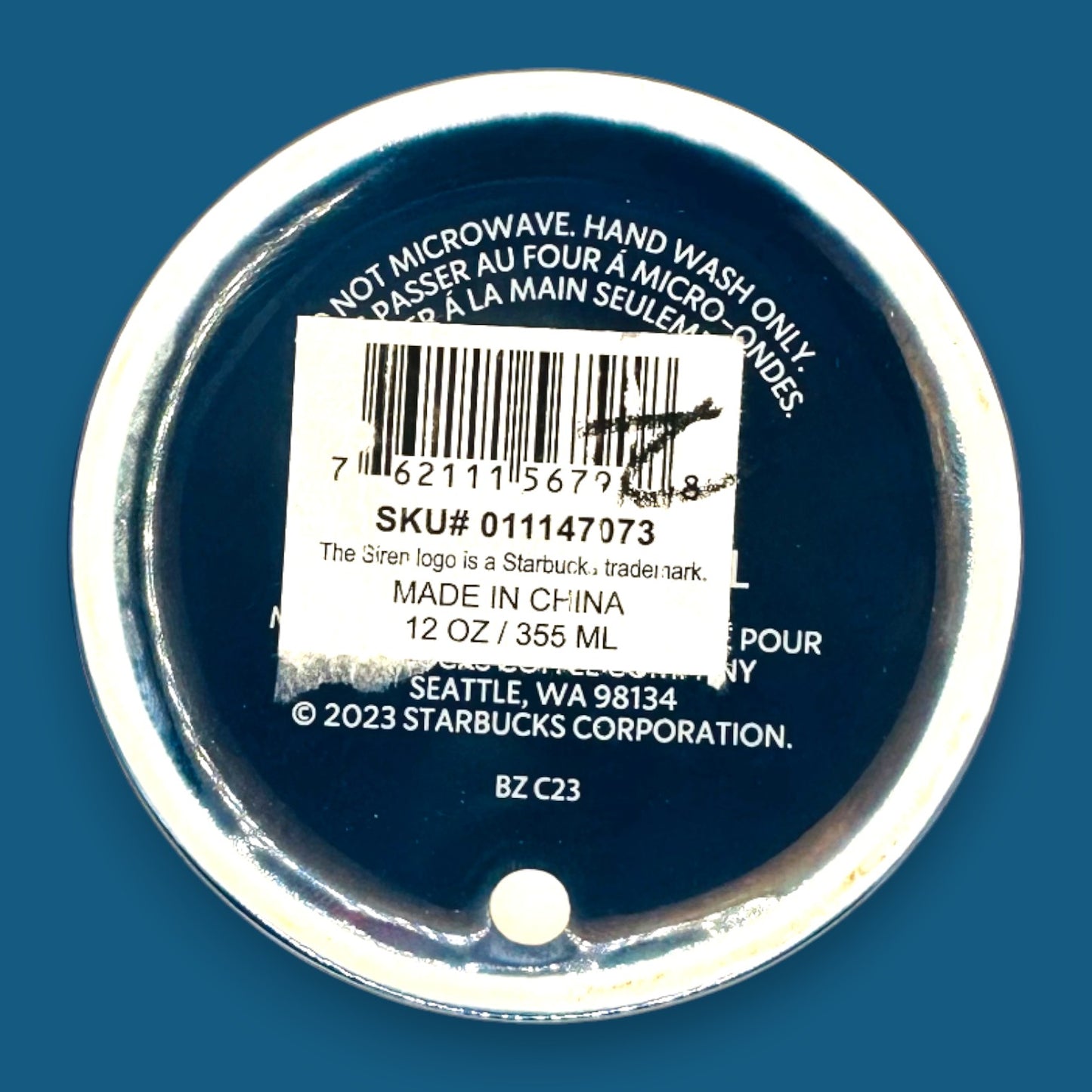 Starbucks Blue Metallic Winter Travel Mug Tumbler 12oz Replacement Mug