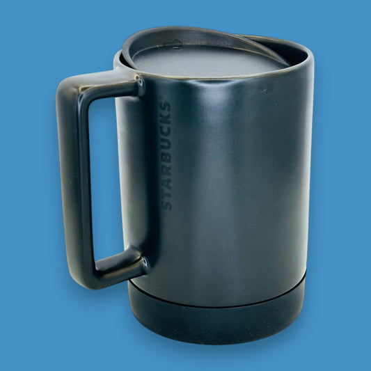 Starbucks Black Ceramic Desktop Mug with Lid, 14 fl oz | Modern Nonslip Design Replacement Mug