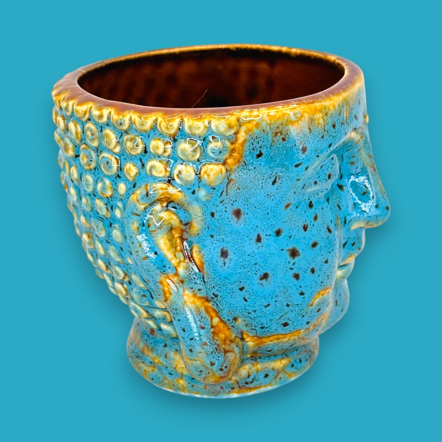 Handcrafted Blue Buddha Face Ceramic Coffee Mug Replacement Mug