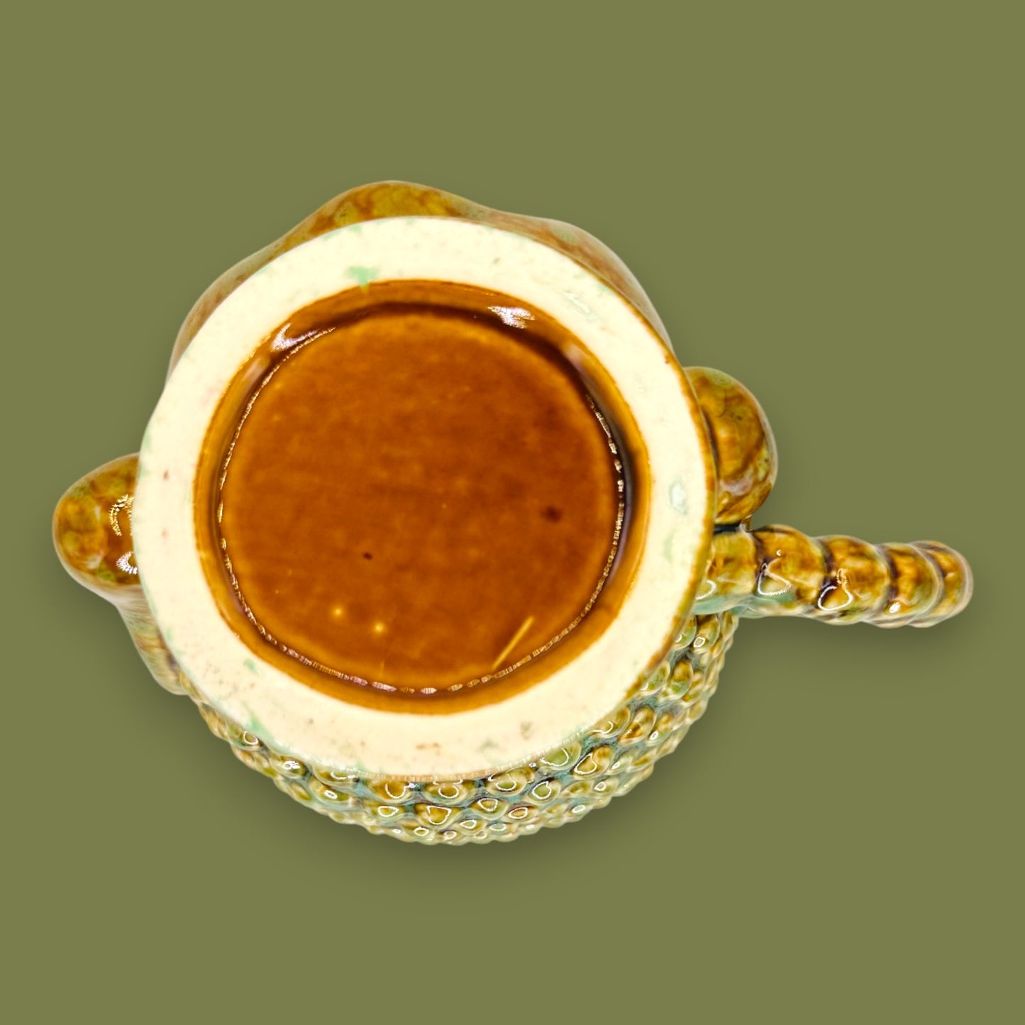 Yellow Green Buddha Head Ceramic Mug Sculpted Face Cup Replacement Mug