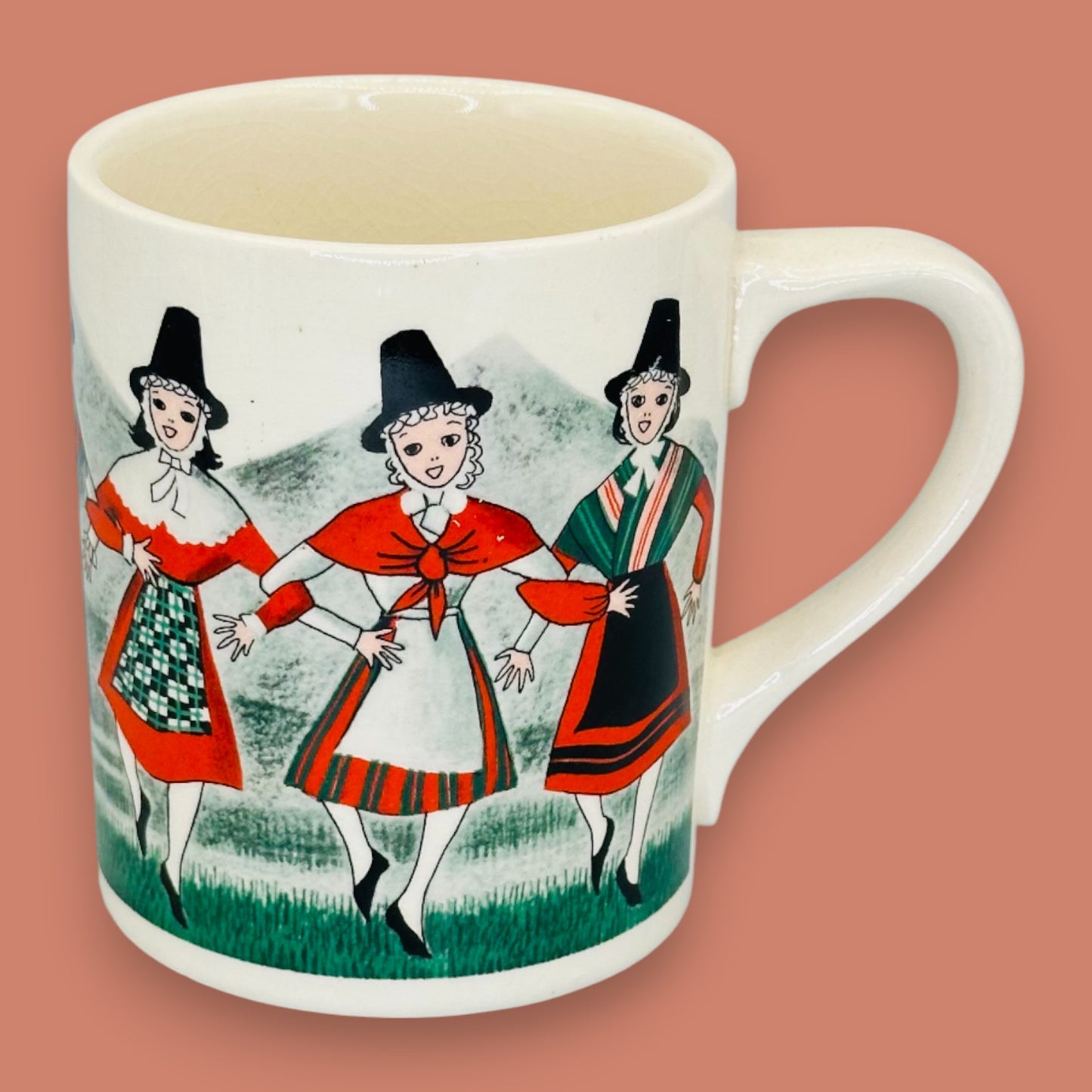 Vintage Folk Dancer Ceramic Mug Replacement Mug
