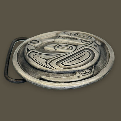 Vintage Pewter Haida Killer Whale Belt Buckle