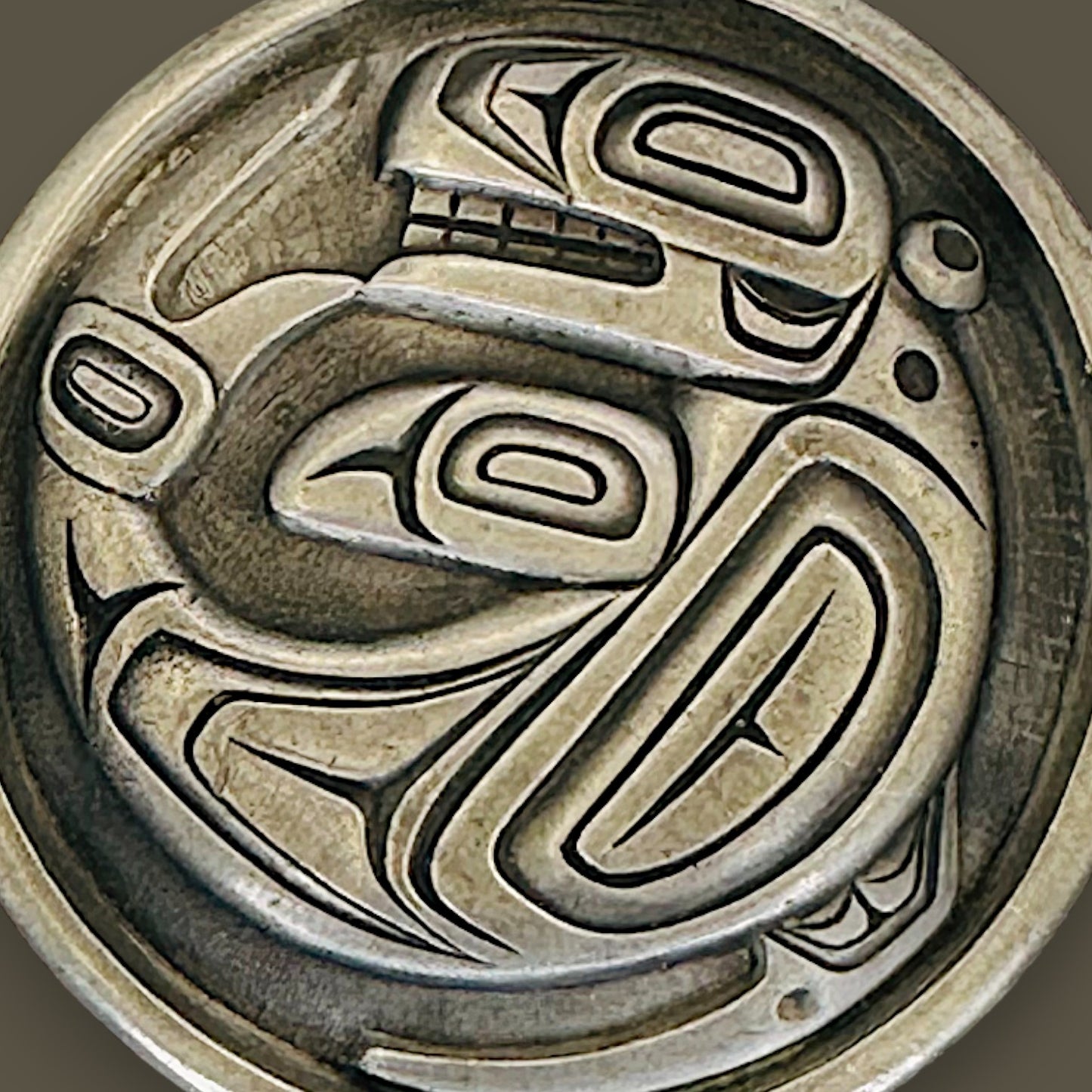 Vintage Pewter Haida Killer Whale Belt Buckle