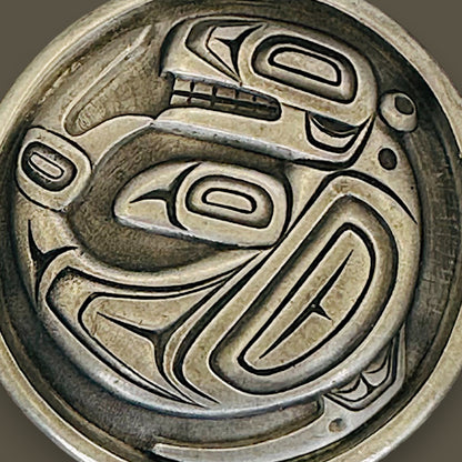 Vintage Pewter Haida Killer Whale Belt Buckle