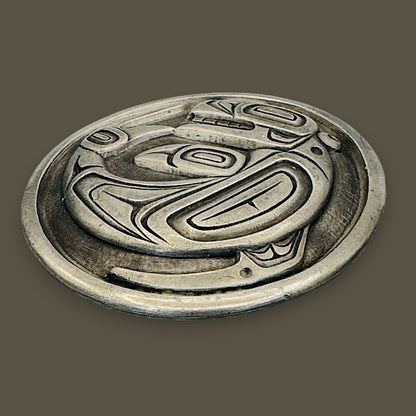 Vintage Pewter Haida Killer Whale Belt Buckle