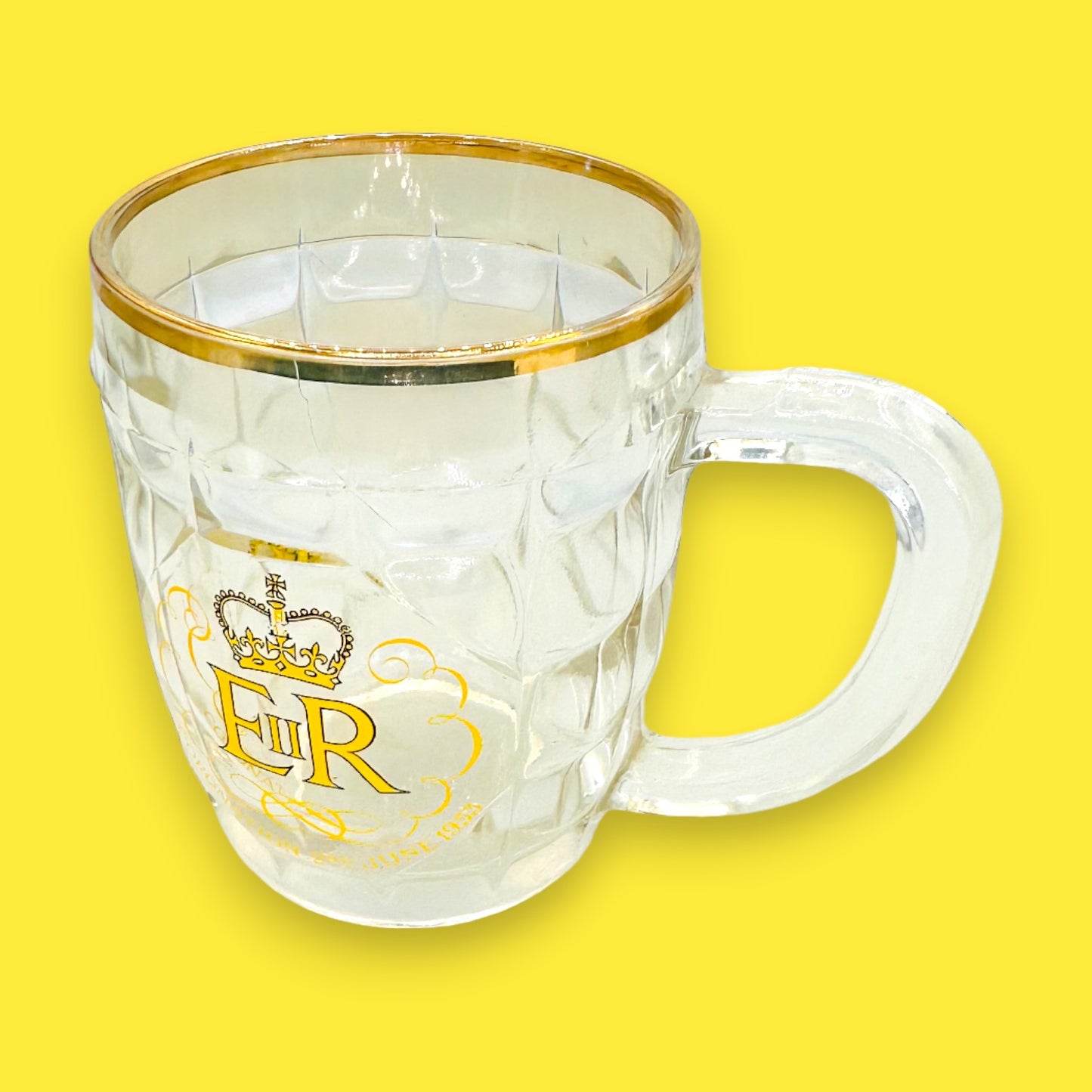 Queen Elizabeth II Coronation Glass Mug - Vintage Royal
