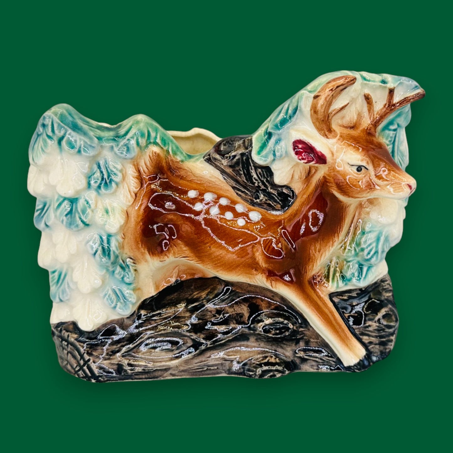 Vintage 1950/60’s Woodland Deer Scene Ceramic Vase by Shafford England