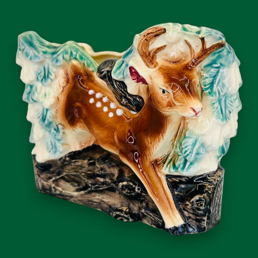 Vintage 1950/60’s Woodland Deer Scene Ceramic Vase by Shafford England