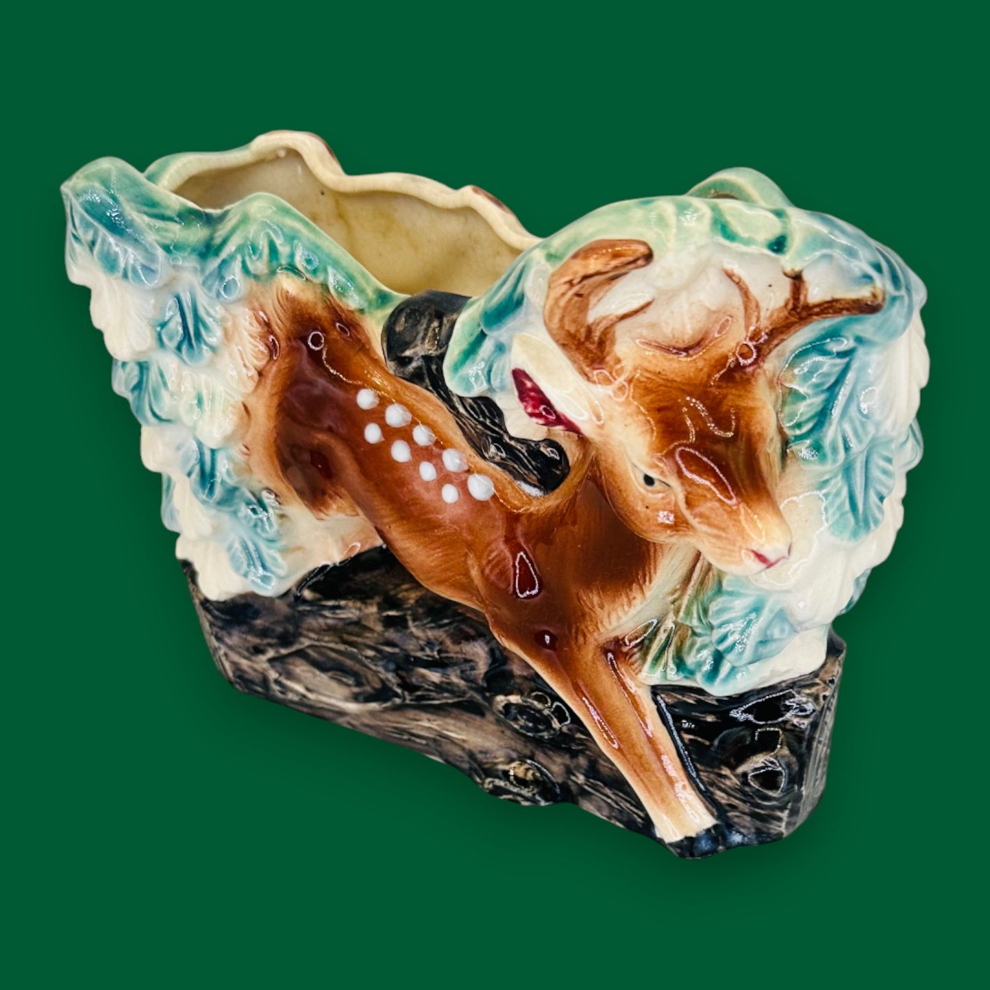 Vintage 1950/60’s Woodland Deer Scene Ceramic Vase by Shafford England