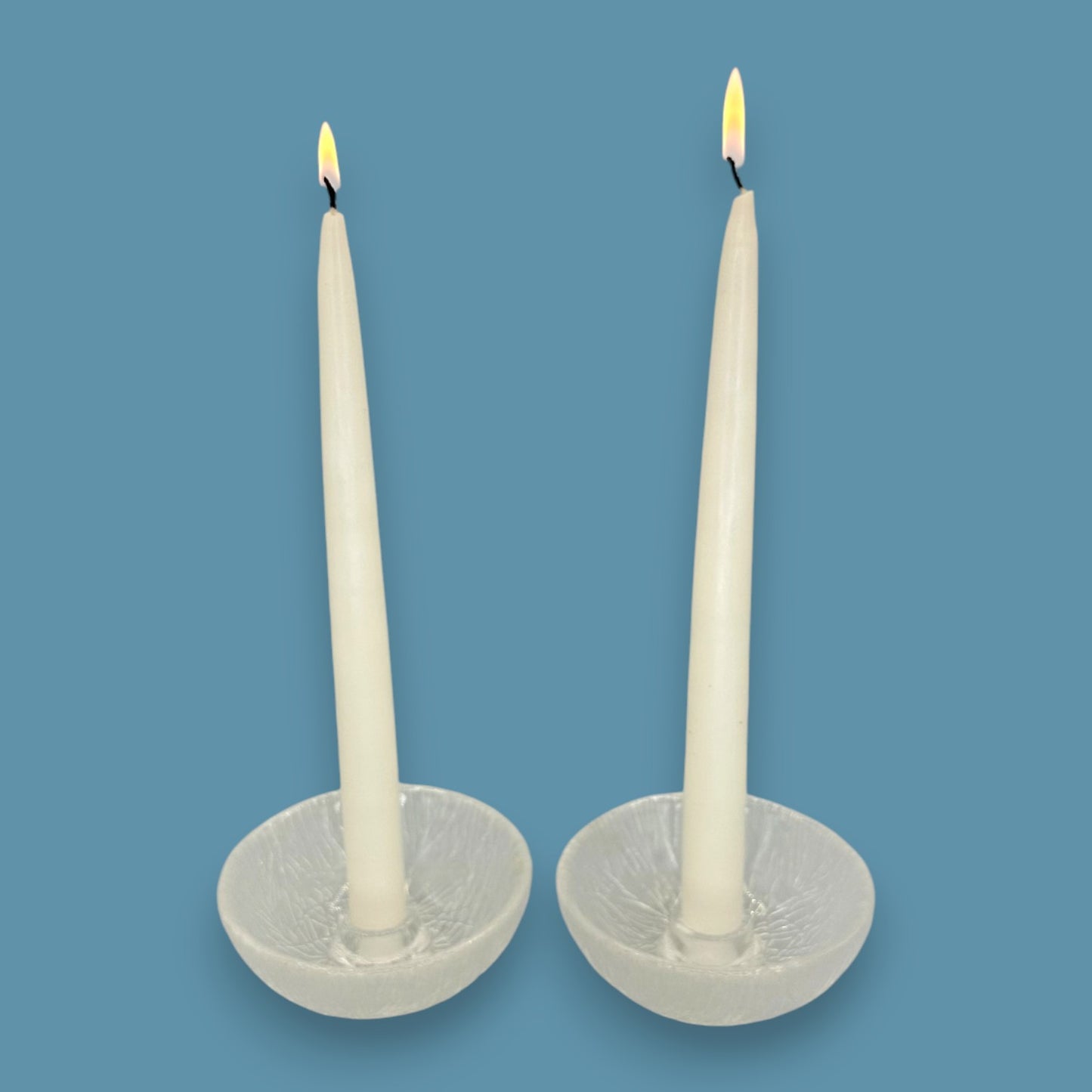 Hadeland Furu Pressed Glass Candle Holders Pair by Severin Brorby