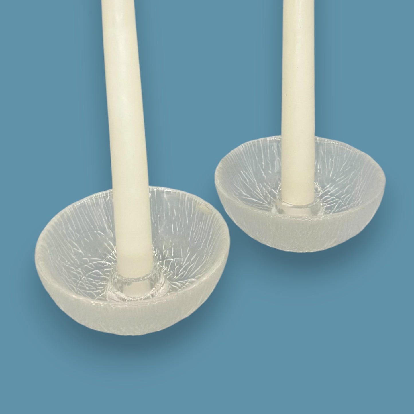 Hadeland Furu Pressed Glass Candle Holders Pair by Severin Brorby